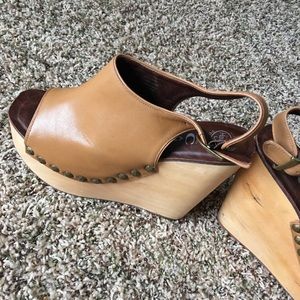 Jeffrey Campbell Tan and Brown Mules